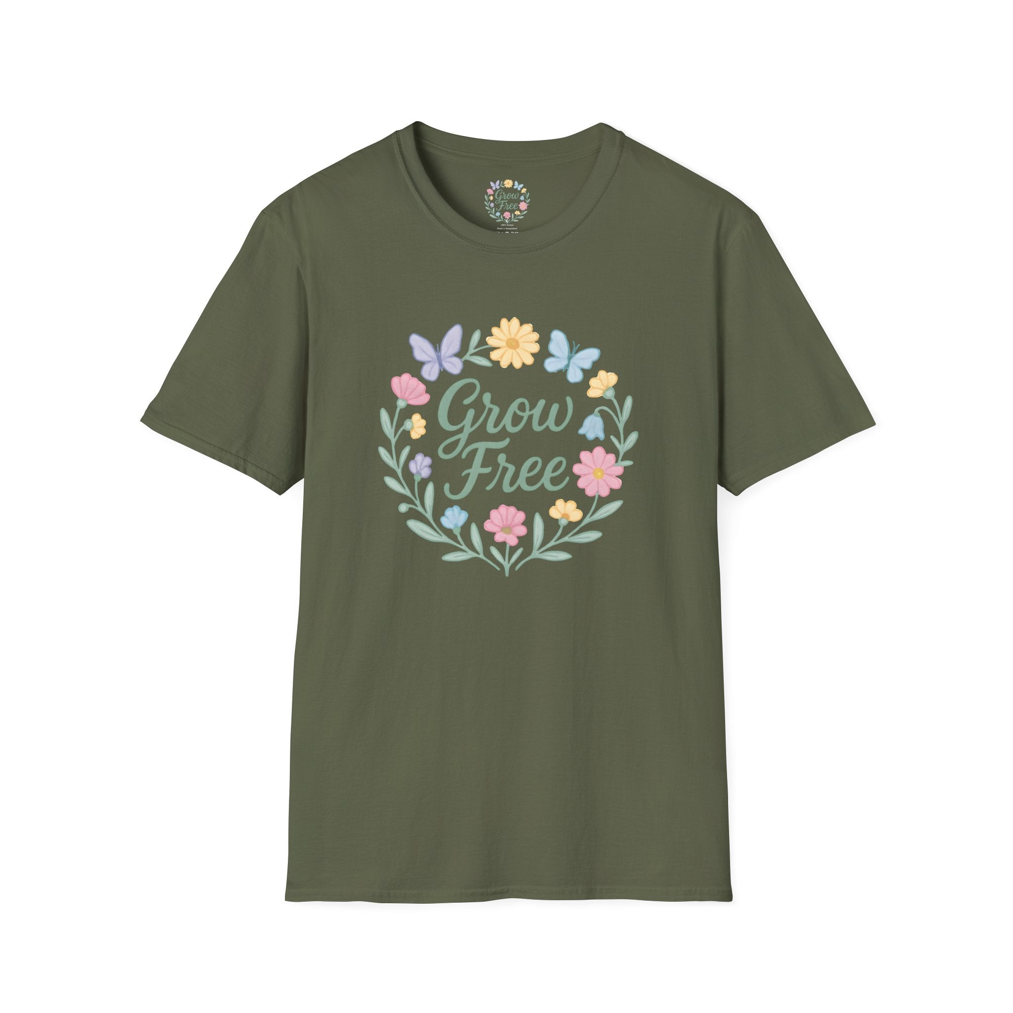 Grow Free Floral Wreath T-Shirt