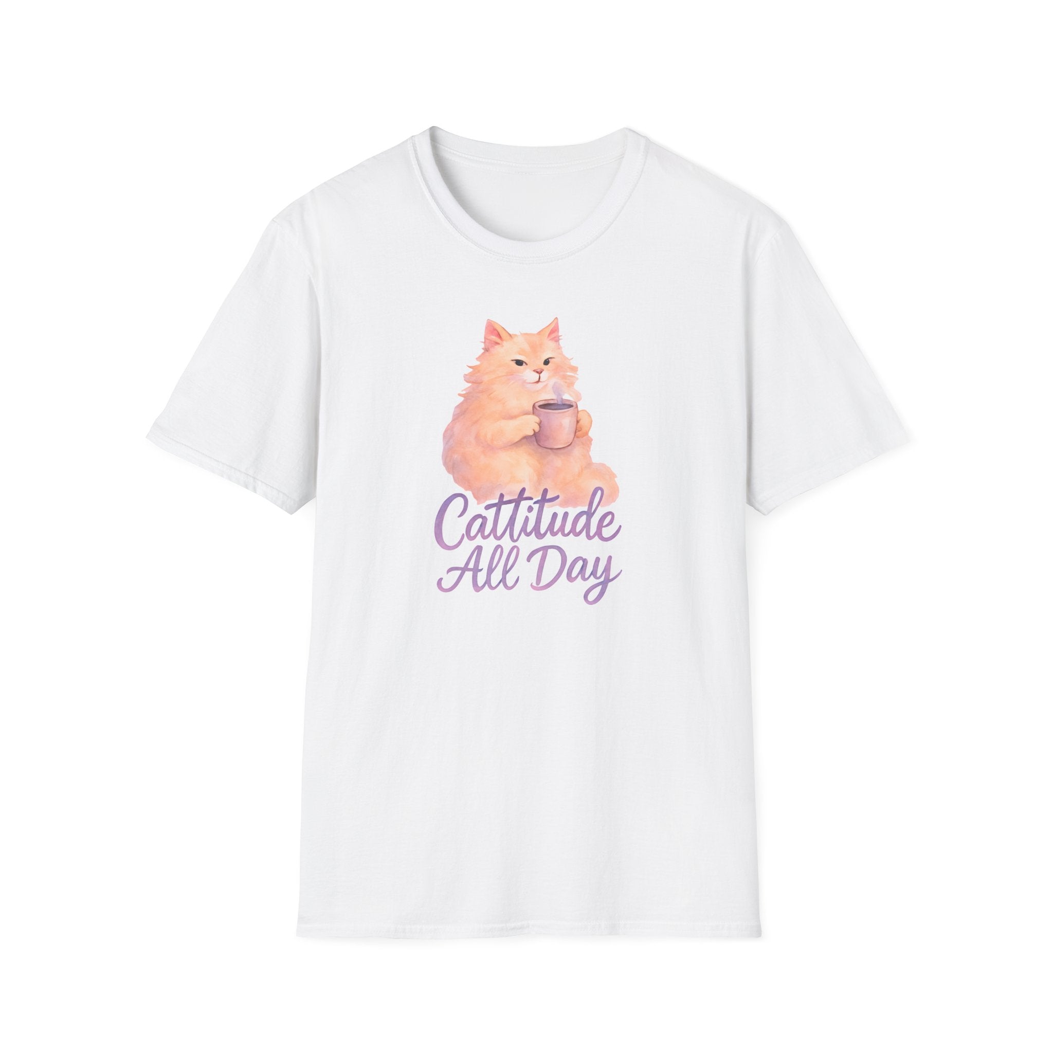 Cat with Coffee Cup T-Shirt